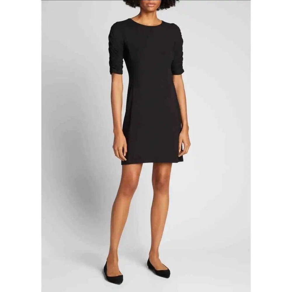 Theory Black Ruched Sleeve‎ Sheath Dress Size Large